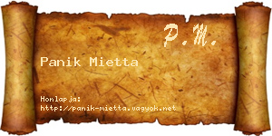 Panik Mietta névjegykártya